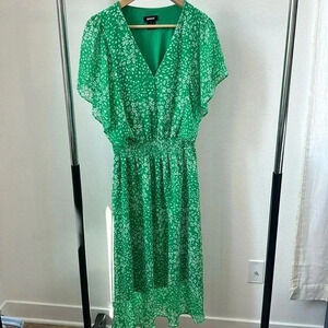 DKNY Chiffon V-Neck Flutter-Sleeve Midi Dress size 14